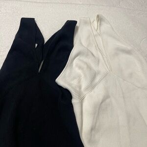 Black and White Ribbed Tank Tops